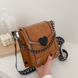 LoveFery - New Women&#39;s Handbag PU Leather Quality Messenger Crossbody Bag Retro Heart-Shaped Lock Women&#39;s Bag Shoulder Bag