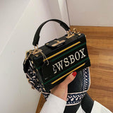 LoveFery - Retro Radio Box Style Pu Leather Ladies Handbag Shoulder Bag Chain Purse Women's Crossbody Messenger Bag Flap