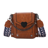 LoveFery - New Women&#39;s Handbag PU Leather Quality Messenger Crossbody Bag Retro Heart-Shaped Lock Women&#39;s Bag Shoulder Bag