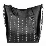 LoveFery Vintage Bag Women Shoulder Bags Punk Rivet Bucket Bag Handbag Lady Casual PU Leather Crossbody Bags Female WHDV1387