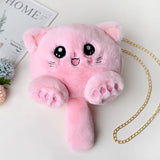 lovefery - New Fashion Plush Bag Women Animal Cat Shoulder Bag Girls Cute Fur Mobile Phone Bag Female Purse