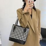 LoveFery - Women Plaid Shoulder Bucket Bag Portable Female Travel Daily Casual Handbag Tote Fashion Exquisite Shopping Bag