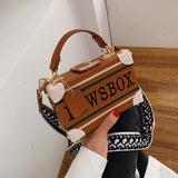 LoveFery - Retro Radio Box Style Pu Leather Ladies Handbag Shoulder Bag Chain Purse Women's Crossbody Messenger Bag Flap