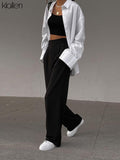 lovefery Autumn Fashion Casual High Waist Zipper Office Lady Suit Pants  New Simple Acitvewear Streetwear Trousers Women