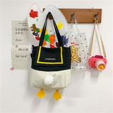 lovefery - Kawaii Shoulder Bag Women Cartoon Duck Large Capacity Canvas Bags Japanese Style All-match Student Book Storage Messenger Bags