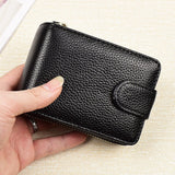 LoveFery - Men Wallets Man's Card Genuine Leather Clutch Wallets Purses Driver's License Cover Zipper Organ Women's Wallet Card Wallet