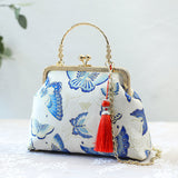 LoveFery - Fashion Vintage Fringe Bag Small Shell Bags Chain Women Shoulder Crossbody Bag Crane Flying Women's Handbags Purses