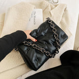 LoveFery - Chain PU Leather Underarm Bag for Women Branded Trending Black Shoulder Handbags and Purses Female Travel Hand Bag