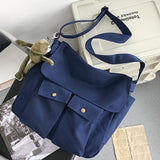 LoveFery - Thickened Canvas Shoulder Bag Student Postman Female Wear-resistant Canvas Bag Crossbody Bags Japanese-style Handbags For Women