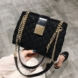 LoveFery - Lace Women's handbag Diamond pattern chain Shoulder bag for Women's Totes  pu leather Ladies crossbody bags bolsa feminina black