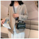 LoveFery - Retro Radio Box Style Pu Leather Ladies Handbag Shoulder Bag Chain Purse Women's Crossbody Messenger Bag Flap