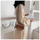 LoveFery - Retro Radio Box Style Pu Leather Ladies Handbag Shoulder Bag Chain Purse Women's Crossbody Messenger Bag Flap