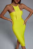 lovefery Irana Yellow Midi Bandage Dress