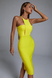 lovefery Irana Yellow Midi Bandage Dress