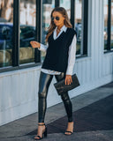 Winnie Cable Knit Sweater Vest - Black