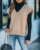 Winnie Cable Knit Sweater Vest - Light Camel