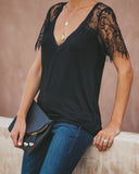 Sweet Side Lace Top - Black