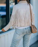 Walford Cropped Fringe Faux Suede Jacket - Sand