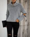 Tower Bridge Cotton Blend Zip Sleeve Knit Sweater