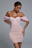 lovefery Kila Lace Off Shoulder Corset Dress - Pink