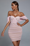 lovefery Kila Lace Off Shoulder Corset Dress - Pink