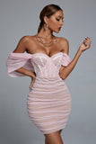 lovefery Kila Lace Off Shoulder Corset Dress - Pink