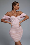 lovefery Kila Lace Off Shoulder Corset Dress - Pink