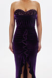 lovefery Kristin Sequins Velvet Dress-Purple