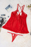 lovefery Red Open Back Strappy Lingerie Set