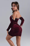 lovefery Maeva Long Sleeve Cystal Trim Corset Dress - Wine