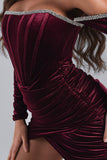 lovefery Maeva Long Sleeve Cystal Trim Corset Dress - Wine