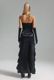 lovefery Melissa Strapless Flounced Maxi Dress-Black