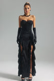 lovefery Melissa Strapless Flounced Maxi Dress-Black