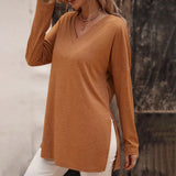 Vital V-Neck Ribbed Sleeve Sweater - Latte