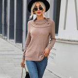 LOVEFERY New Popular trade popular early autumn new stacking collar top long sleeve slim fit 2025 pullover knitted sweater