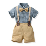 LOVEFERY Boys Summer Suit New Western Style Baby Online Red Fashionable Shirt Short Sleeve Children's Summer Cool Handsome Two-Piece Suit Fashion