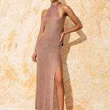 LOVEFERY 2025 backless elegant long dress knitted beach wind