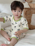 LOVEFERY New Children's Pajamas Summer Pure Cotton Thin Boys 'And Girls' Home Wear Suit Three-Quarter Sleeve Cartoon Air Conditioning Clothes