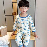 LOVEFERY New Children's Pajamas Summer Pure Cotton Thin Boys 'And Girls' Home Wear Suit Three-Quarter Sleeve Cartoon Air Conditioning Clothes