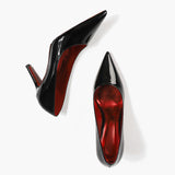 In Stock! Pumps Spring  Black Sexy Pointed Toe Shallow Mouth-43 Elegant Patent Leather Red Bottom Stiletto Heels for Women