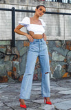 lovefery Tayden High Rise Distressed 90s Flare Denim