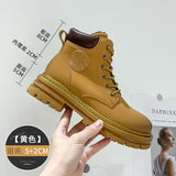 [Gao Ding Silk Cowhide]  New Hight Increasing Martin Boots Women's Ankle Boots with Thick Sole Worker Boots