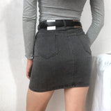 lovefery - Retro High-Waisted Denim Skirt