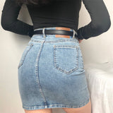 lovefery - Retro High-Waisted Denim Skirt