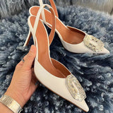 LoveFery Closed Toe Open Spring Pointed Stiletto Hollow Heels