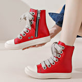 Cross-Border Fashion Street Small Leather Boots College Style  Big Shoe-Eye Short Boots