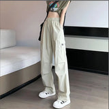 lovefery  Summer NEWn Retro Trendy Cargo Pants Casual All-Matching Straight Loose High Waist Slimming Draping Ankle-Tied Trousers for Women