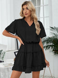 Slow It Down Smocked Tassel Dress - Black