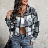 LOVEFERY women's clothing New3 autumn and winter 2025   short plaid cardigan shirt retro jacket jacket