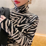 Tiff Mock Neck Knit Tiger Sweater